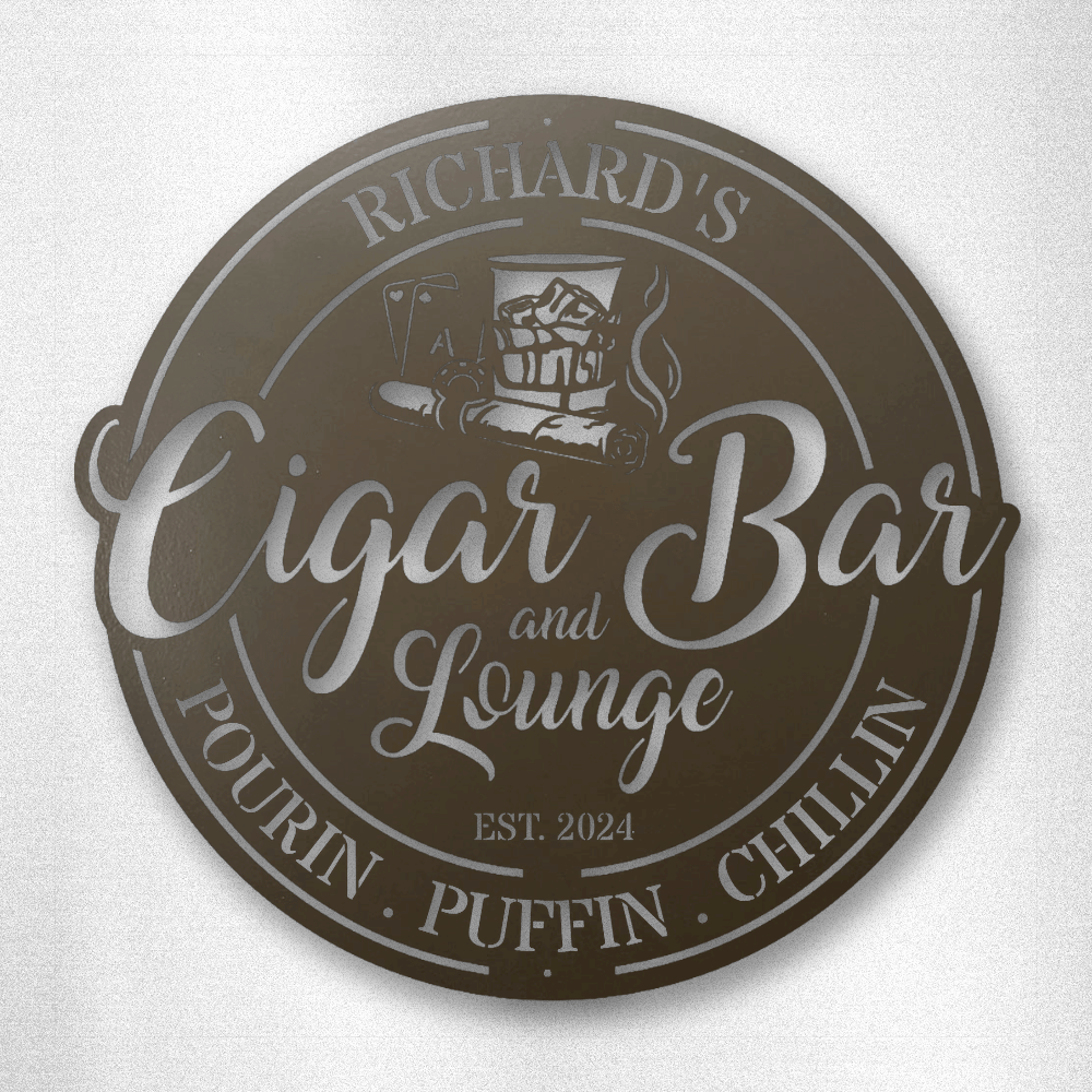 My Easy Monogram Steel Sign Stone / 12 Cigar Bar and Lounge - Steel Sign