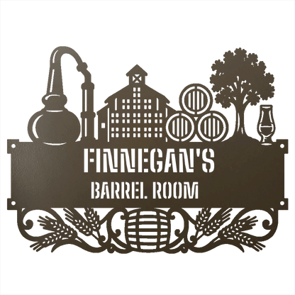 My Easy Monogram Steel Sign Stone / 12 Personalized Distillery Barrel Room Metal Wall Art
