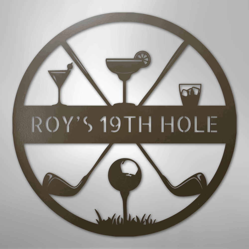 My Easy Monogram Steel Sign Stone / 24" 19th Hole Casual Monogram - Steel Sign