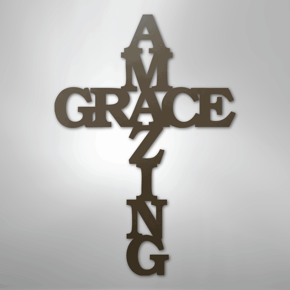 My Easy Monogram Steel Sign Stone / 24" Amazing Grace Cross - Steel Sign