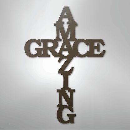 My Easy Monogram Steel Sign Stone / 24" Amazing Grace Cross - Steel Sign