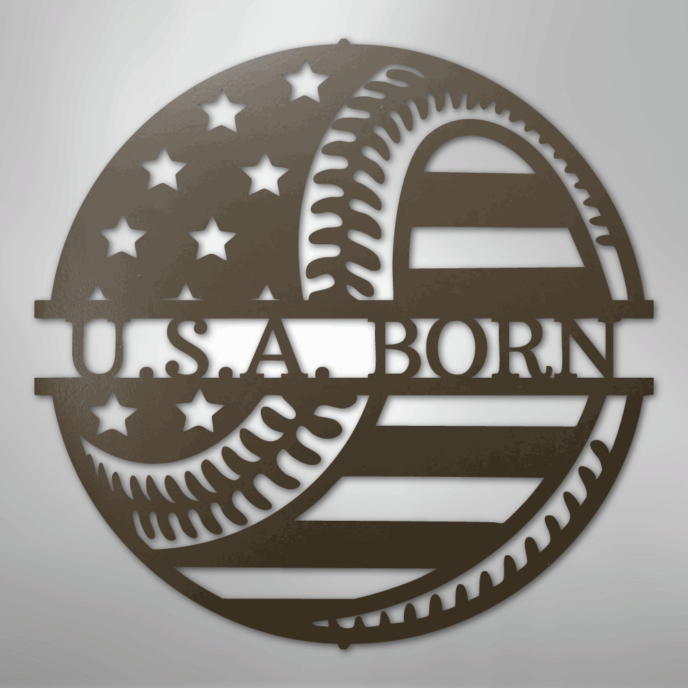 My Easy Monogram Steel Sign Stone / 24" America\'s Pastime - Metal Sign