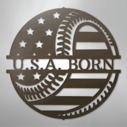 My Easy Monogram Steel Sign Stone / 24" America\'s Pastime - Metal Sign