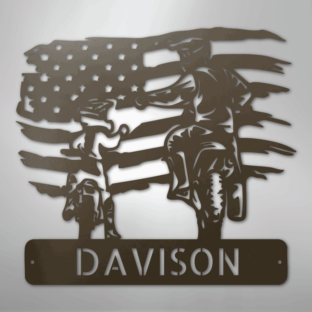 My Easy Monogram Steel Sign Stone / 24" American Motocross Family Monogram - Steel Sign