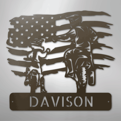 My Easy Monogram Steel Sign Stone / 24" American Motocross Family Monogram - Steel Sign