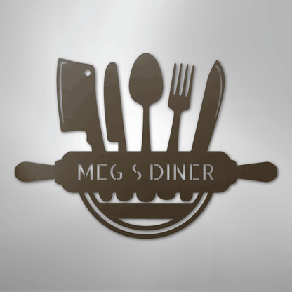My Easy Monogram Steel Sign Stone / 24" Art in the Kitchen Monogram - Steel Sign