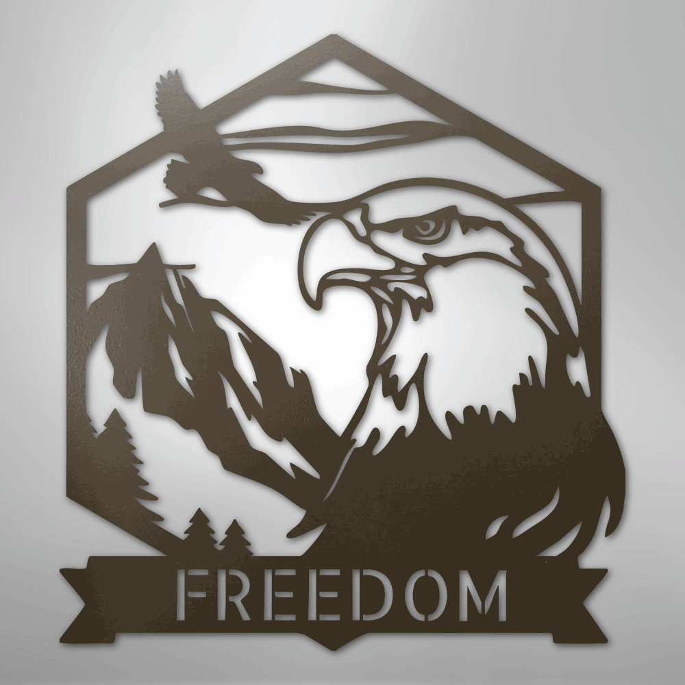 My Easy Monogram Steel Sign Stone / 24" Bald Eagle Monogram - Steel Sign