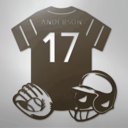 My Easy Monogram Steel Sign Stone / 24" Baseball Gear Monogram - Steel Sign