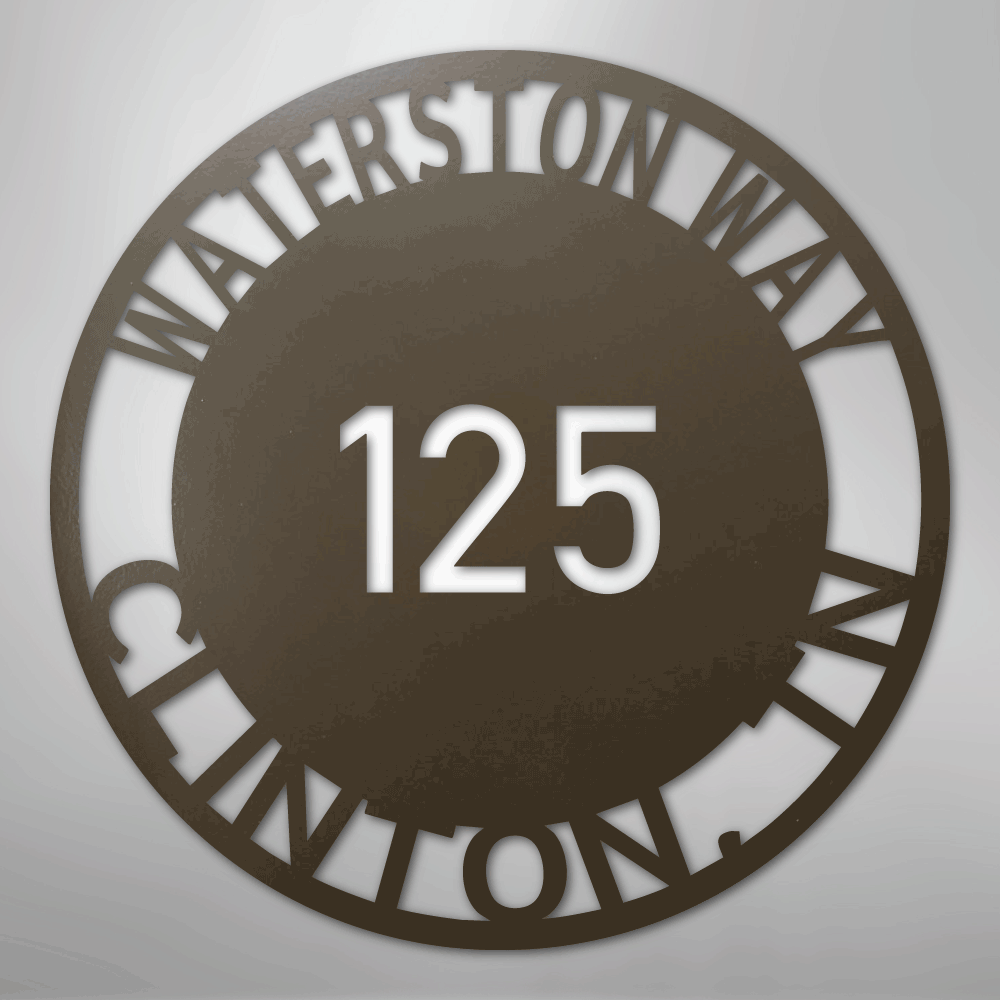 My Easy Monogram Steel Sign Stone / 24" Bold Circle Address - Steel Sign