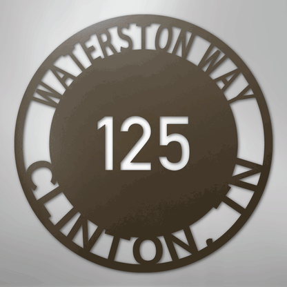 My Easy Monogram Steel Sign Stone / 24" Bold Circle Address - Steel Sign