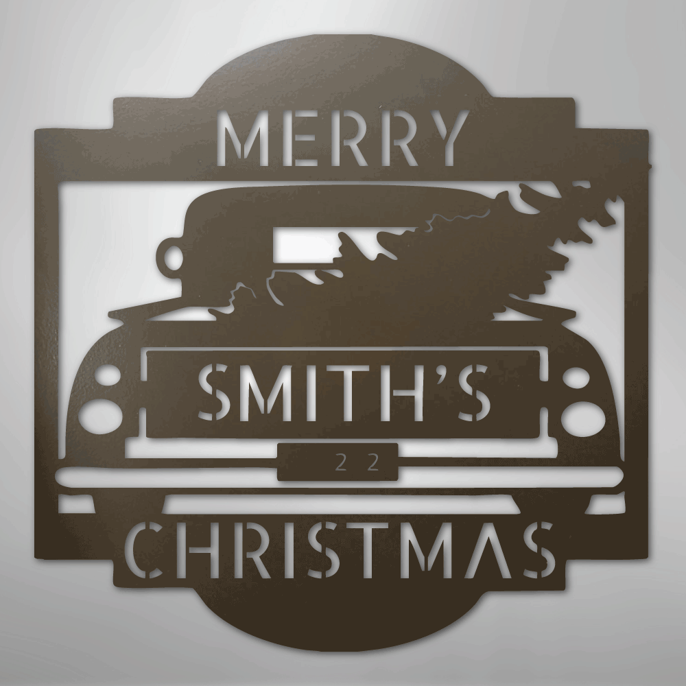 My Easy Monogram Steel Sign Stone / 24" Christmas Truck Monogram - Steel Sign