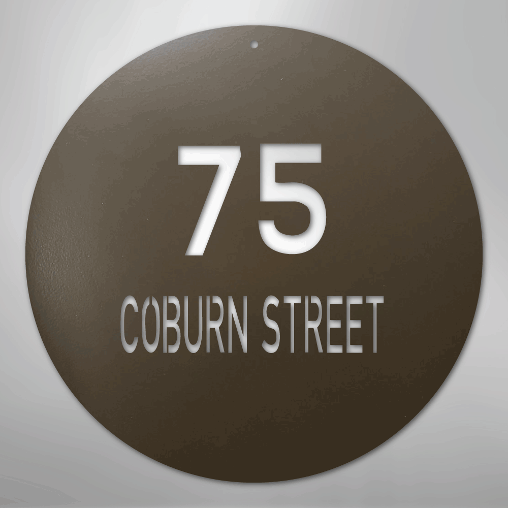 My Easy Monogram Steel Sign Stone / 24" Circle Address - Steel Sign