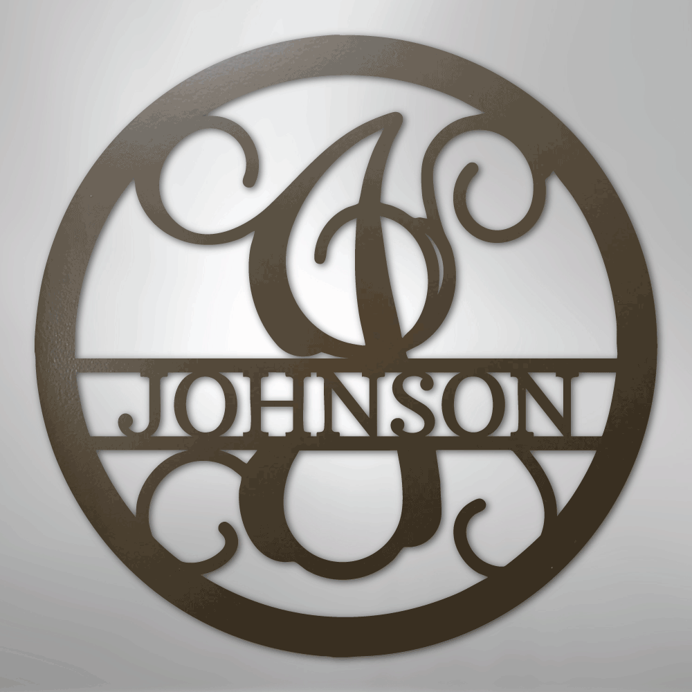 My Easy Monogram Steel Sign Stone / 24" Circle Vine Monogram - Steel Sign