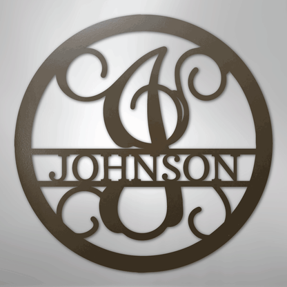My Easy Monogram Steel Sign Stone / 24" Circle Vine Monogram - Steel Sign