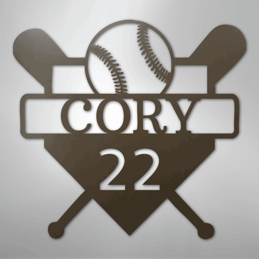 My Easy Monogram Steel Sign Stone / 24" Custom Baseball Monogram - Metal Sign