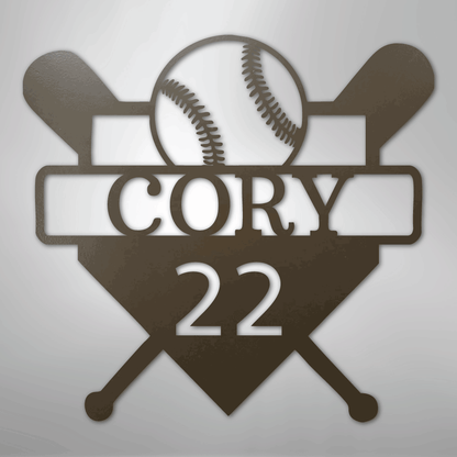 My Easy Monogram Steel Sign Stone / 24" Custom Baseball Monogram - Metal Sign