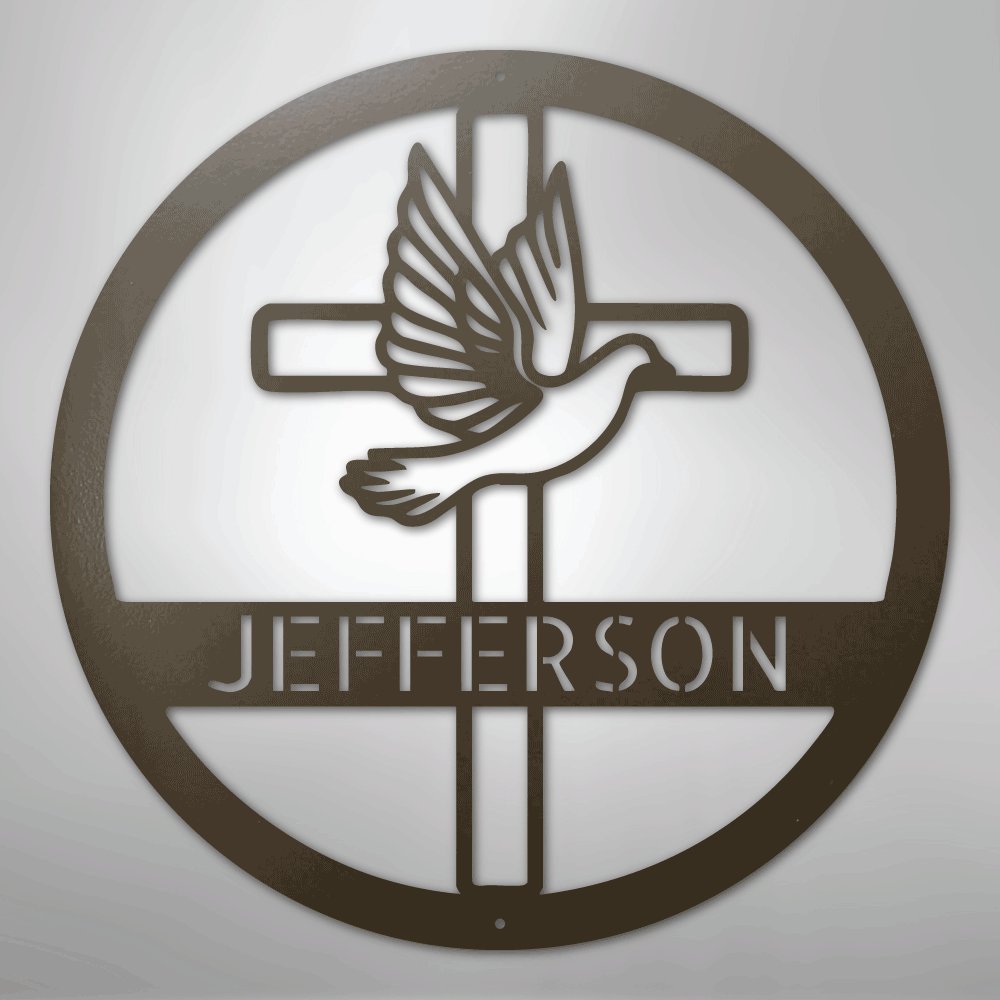 My Easy Monogram Steel Sign Stone / 24" Dove and Cross Monogram - Steel Sign