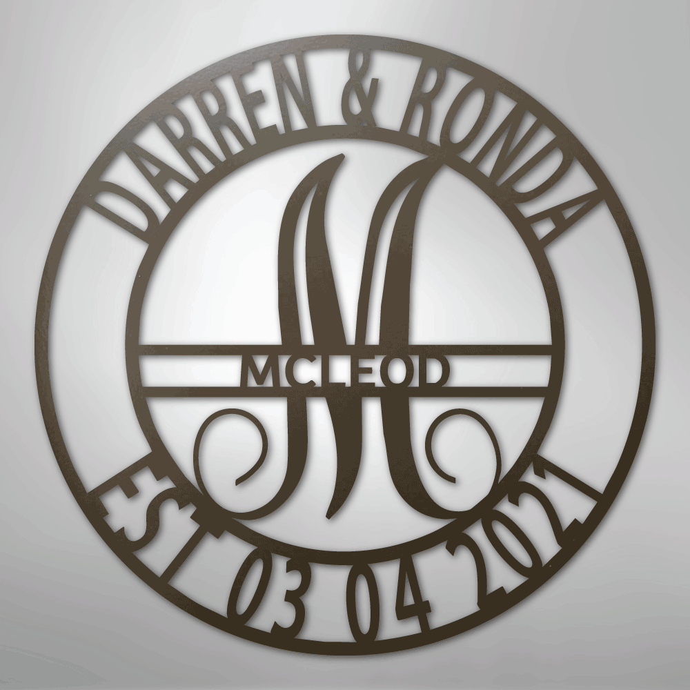 My Easy Monogram Steel Sign Stone / 24" Elaborate Name - Steel Sign