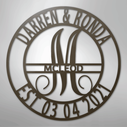 My Easy Monogram Steel Sign Stone / 24" Elaborate Name - Steel Sign