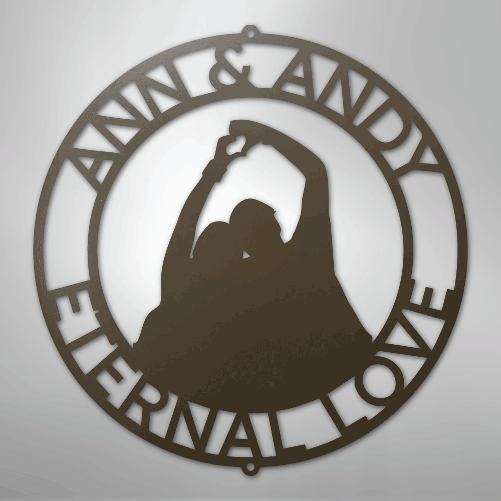My Easy Monogram Steel Sign Stone / 24" Eternal Love Couple Silhouette Monogram - Steel Sign