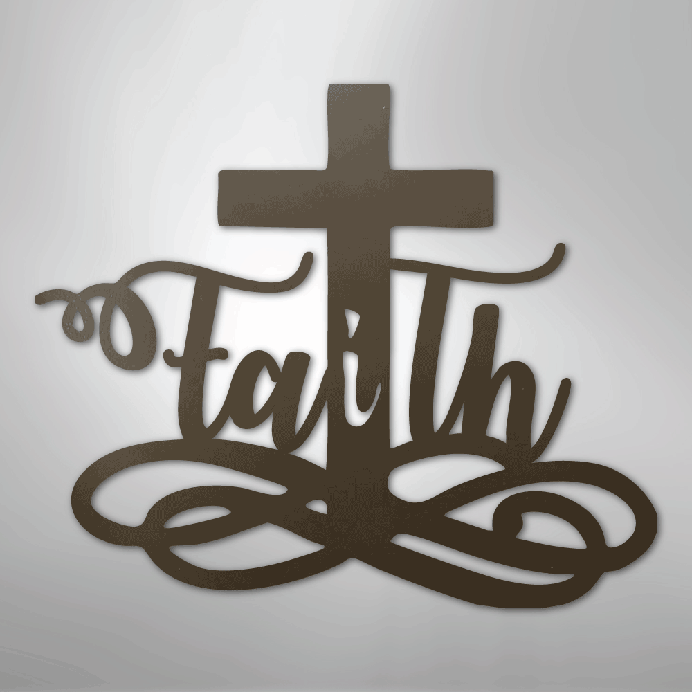 My Easy Monogram Steel Sign Stone / 24" Faith Cross - Steel Sign