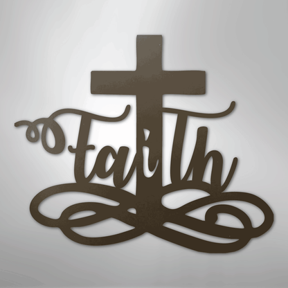 My Easy Monogram Steel Sign Stone / 24" Faith Cross - Steel Sign