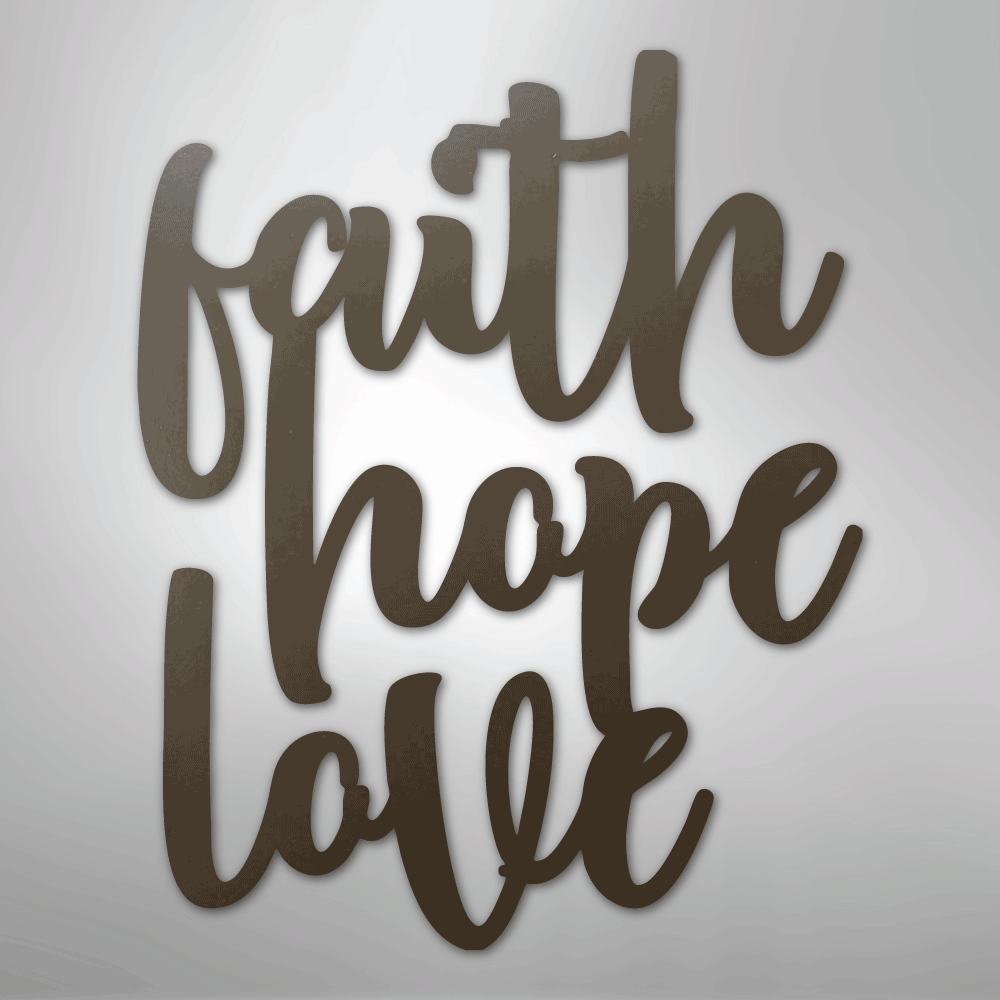 My Easy Monogram Steel Sign Stone / 24" Faith Hope Love Script - Steel Sign