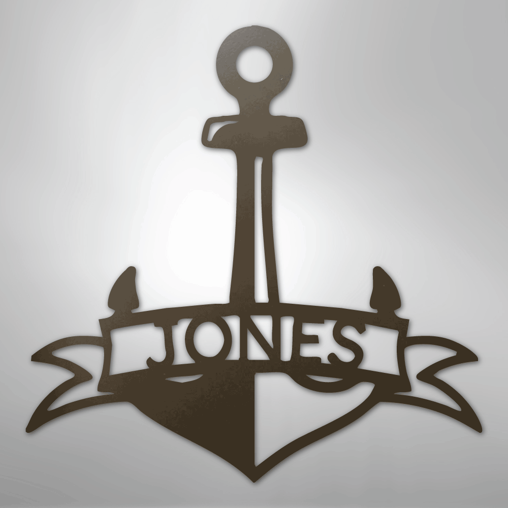 My Easy Monogram Steel Sign Stone / 24" Fancy Anchor Banner - Steel Sign
