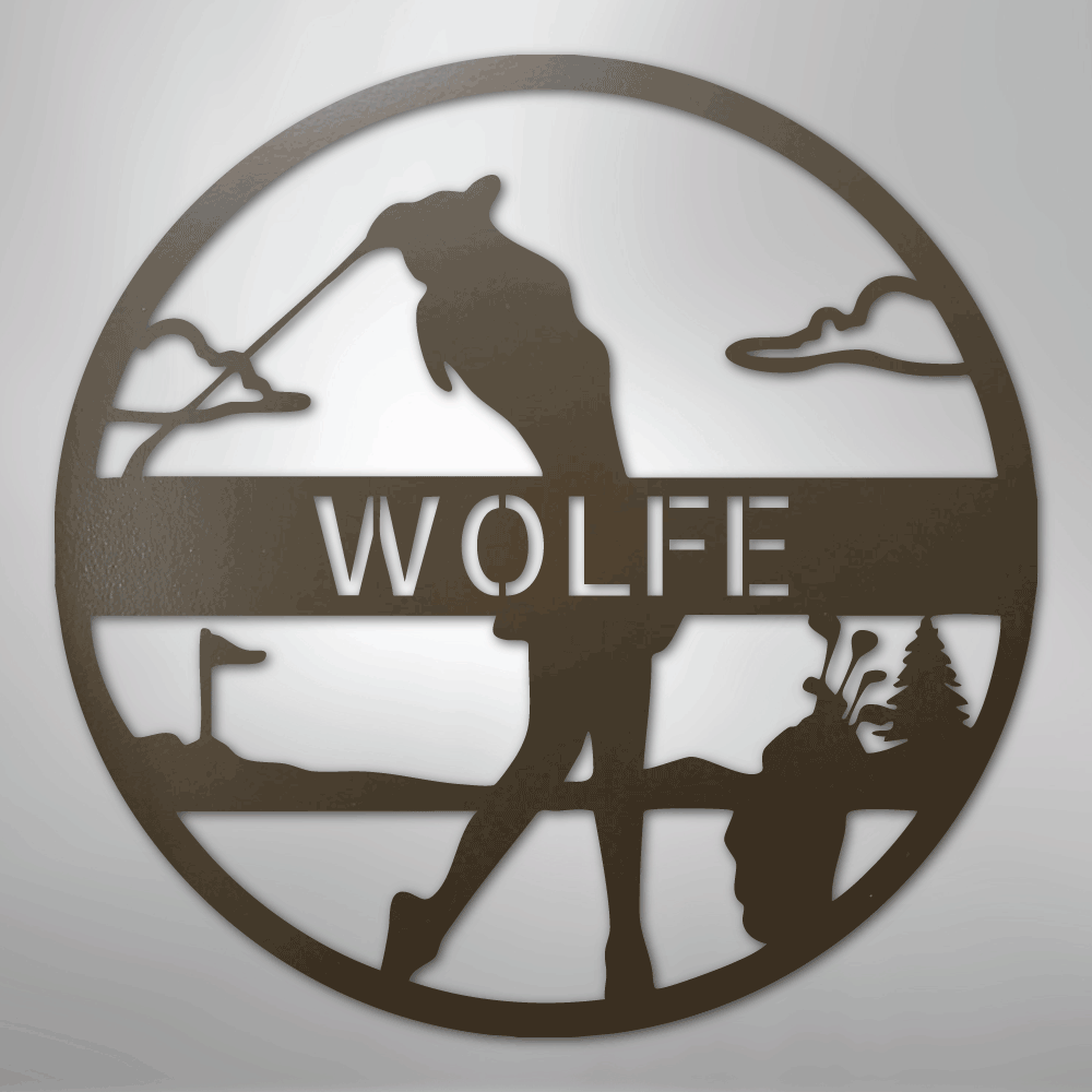My Easy Monogram Steel Sign Stone / 24" Female Golfer Monogram - Steel Sign