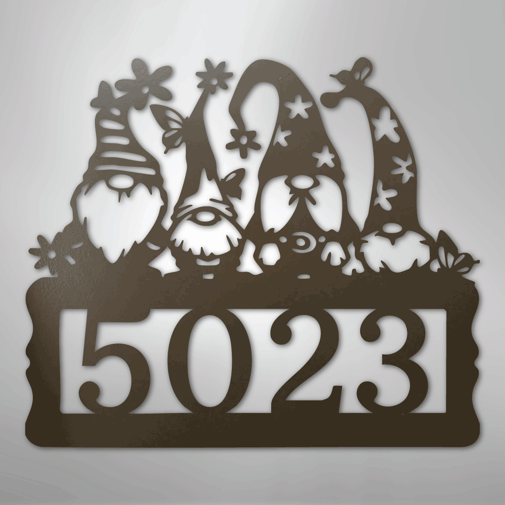 My Easy Monogram Steel Sign Stone / 24" Gnome Address Sign - Steel Sign