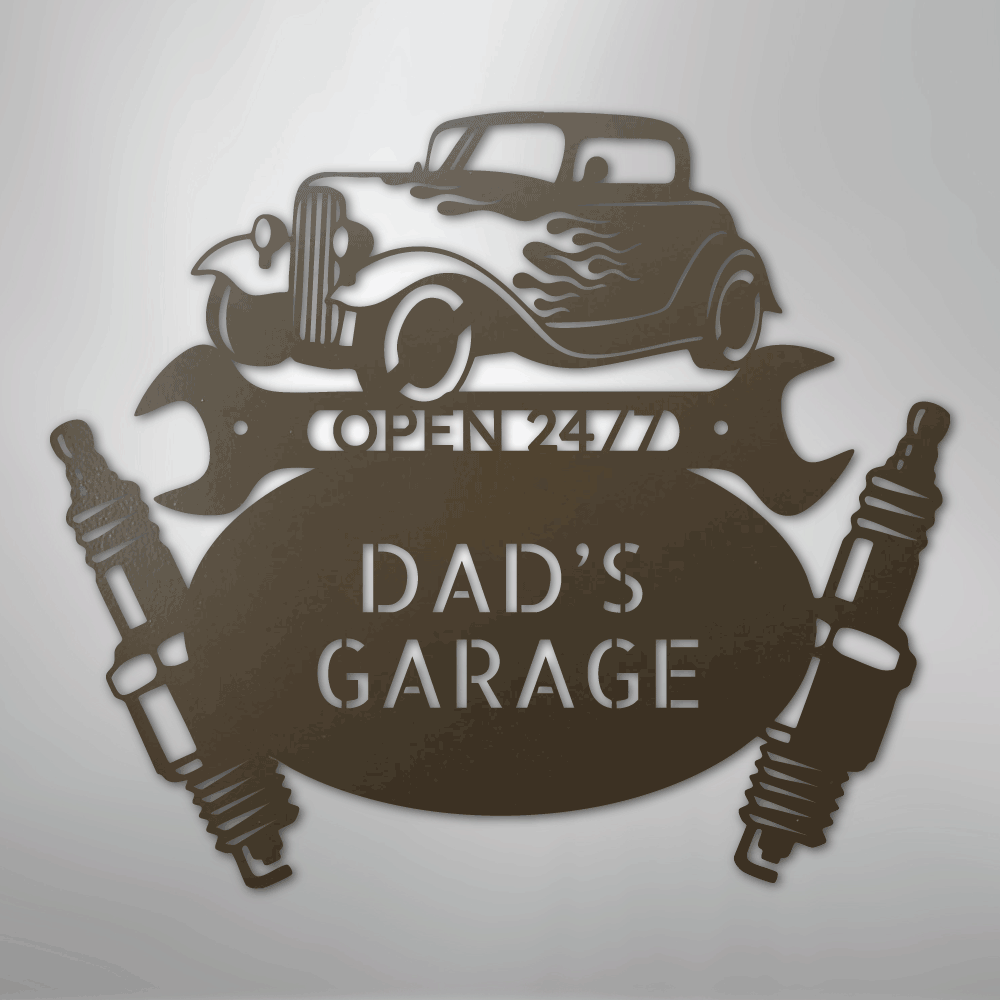 My Easy Monogram Steel Sign Stone / 24" Hot Rod Mechanic Monogram - Steel Sign