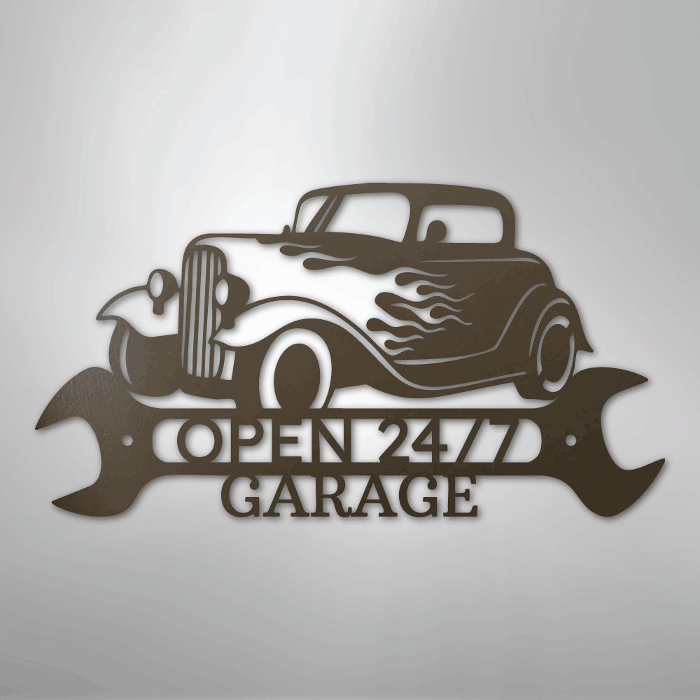My Easy Monogram Steel Sign Stone / 24" Hot Rod Shop Monogram - Steel Sign