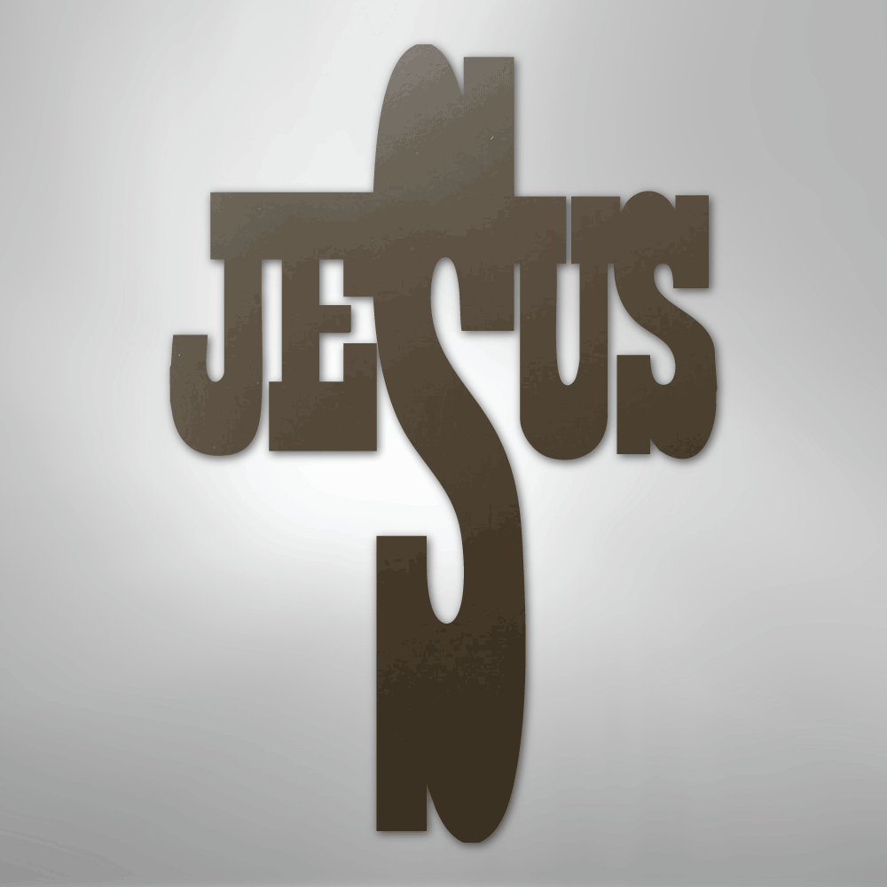 My Easy Monogram Steel Sign Stone / 24" Jesus Cross - Steel Sign