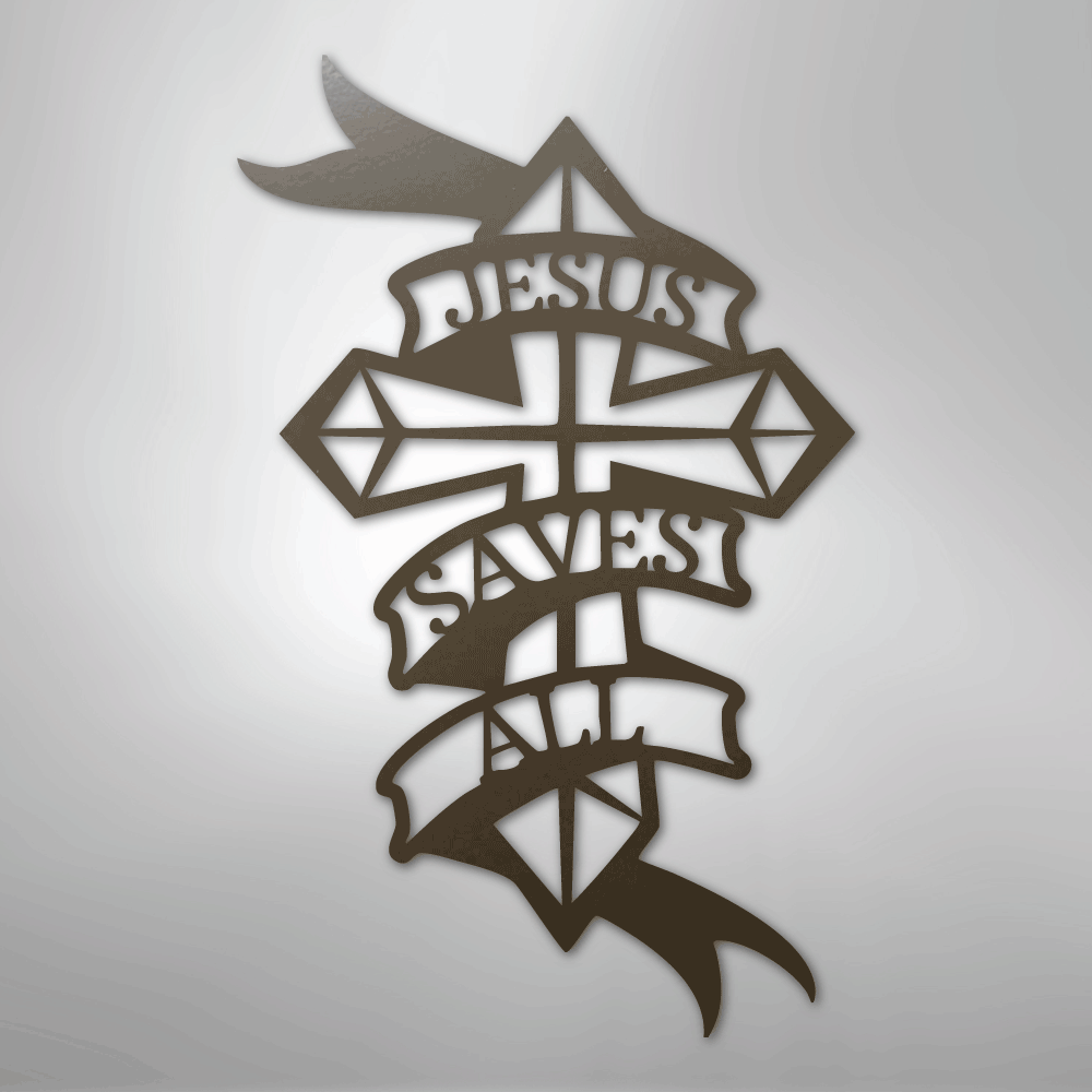 My Easy Monogram Steel Sign Stone / 24" Jesus Saves All - Steel Sign