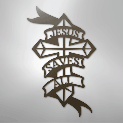 My Easy Monogram Steel Sign Stone / 24" Jesus Saves All - Steel Sign