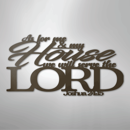 My Easy Monogram Steel Sign Stone / 24" Joshua 24.15 Quote - Steel Sign