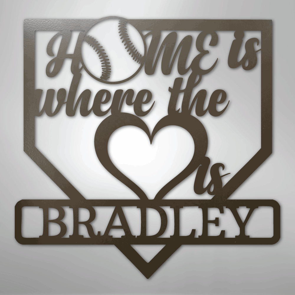 My Easy Monogram Steel Sign Stone / 24" Love Baseball Monogram - Metal Sign
