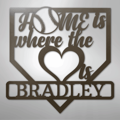 My Easy Monogram Steel Sign Stone / 24" Love Baseball Monogram - Metal Sign