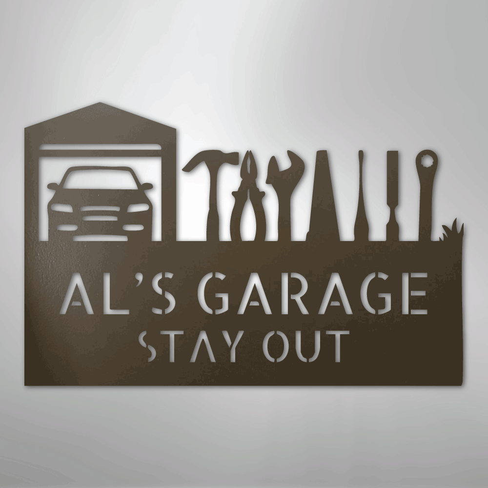 My Easy Monogram Steel Sign Stone / 24" Master Of The Garage Monogram - Steel Sign