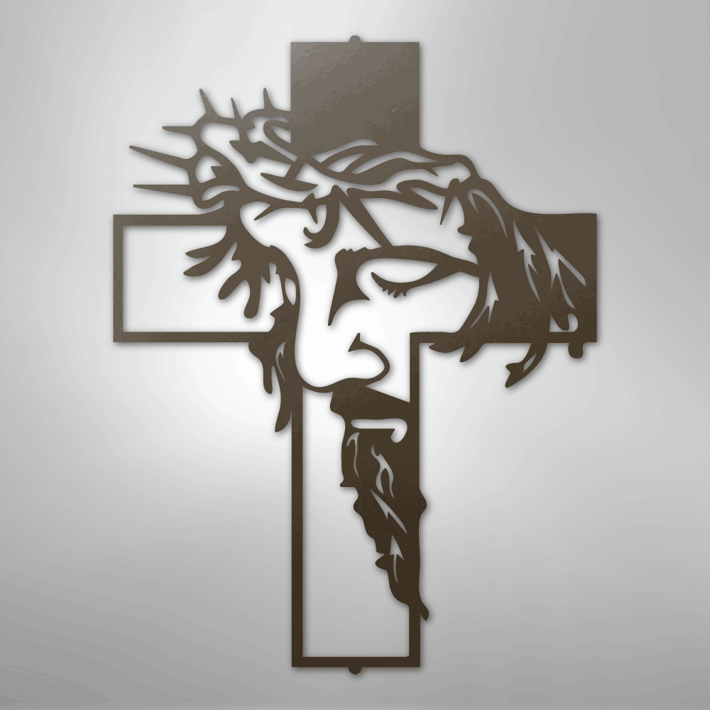 My Easy Monogram Steel Sign Stone / 24" Metal Christ Cross - Steel Sign