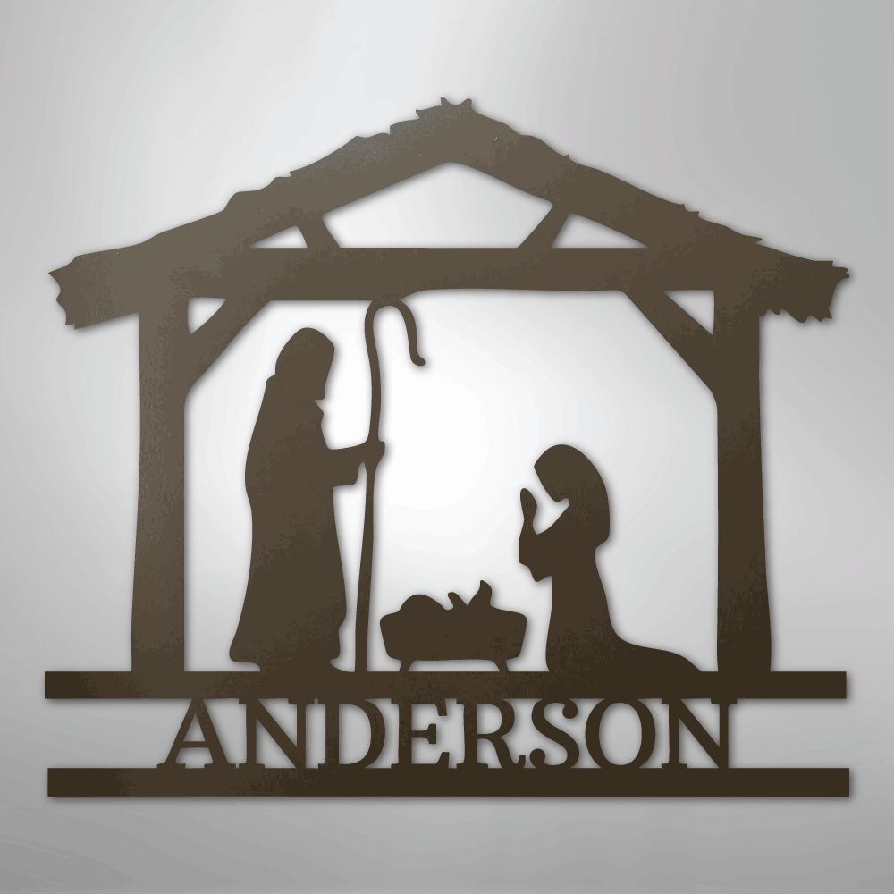My Easy Monogram Steel Sign Stone / 24" Nativity Simple Monogram - Steel Sign