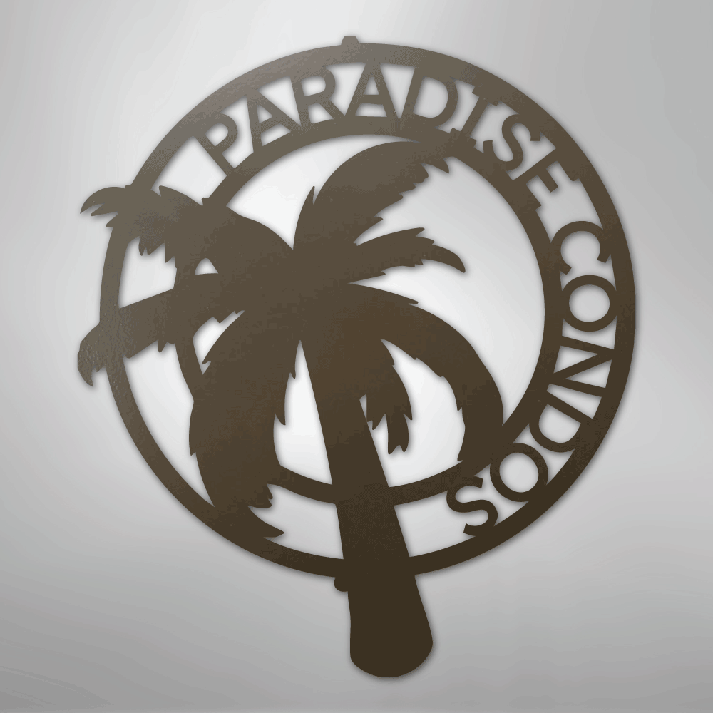 My Easy Monogram Steel Sign Stone / 24" Palm Tree Monogram - Steel Sign