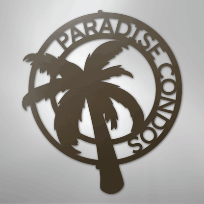 My Easy Monogram Steel Sign Stone / 24" Palm Tree Monogram - Steel Sign