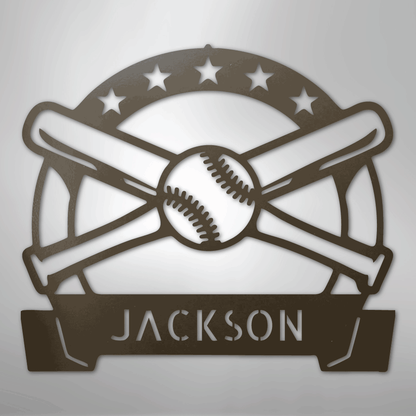 My Easy Monogram Steel Sign Stone / 24" Play Ball Monogram - Metal Sign