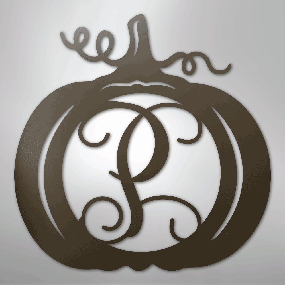 My Easy Monogram Steel Sign Stone / 24" Pumpkin Initial Monogram - Steel Sign