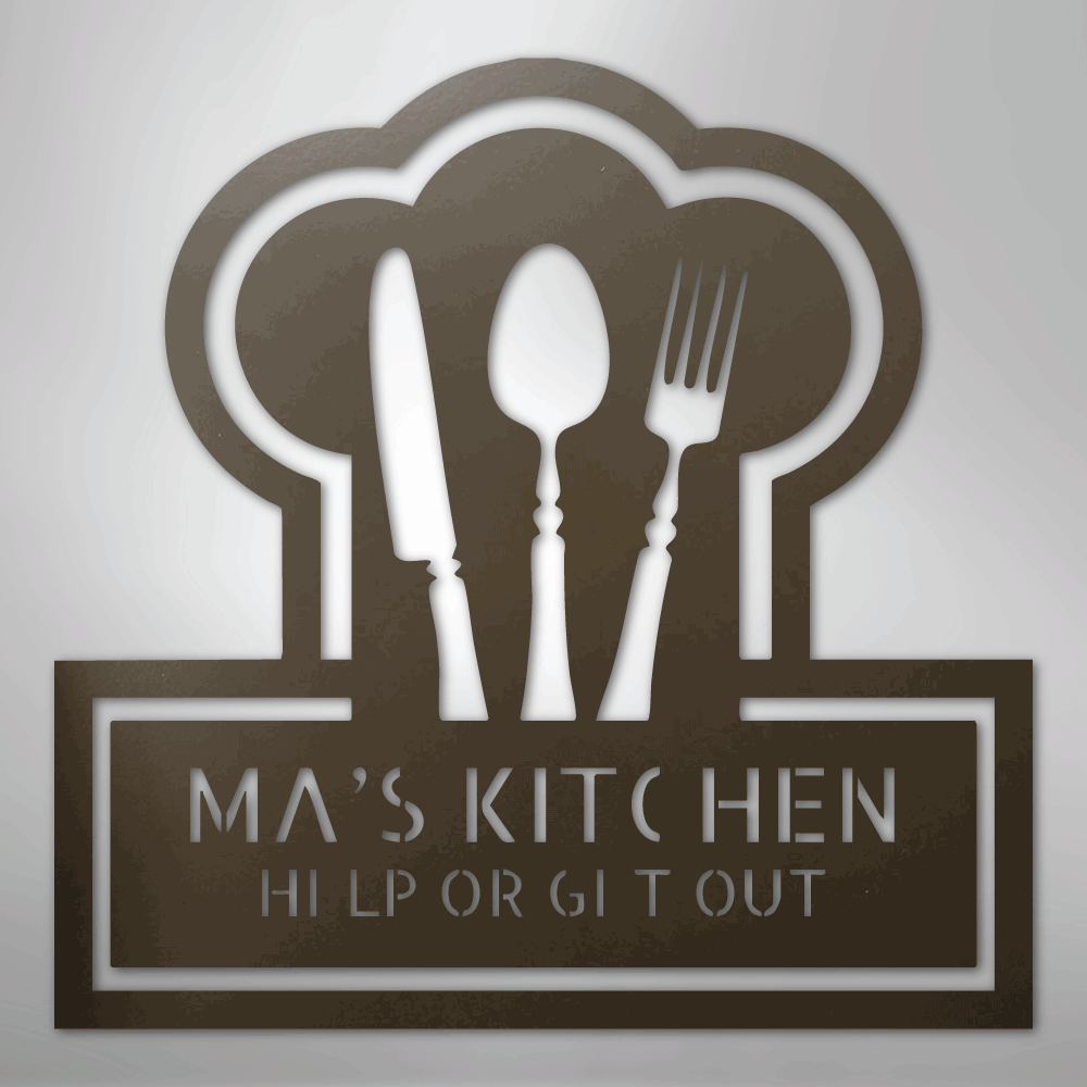 My Easy Monogram Steel Sign Stone / 24" Ruler Of The Kitchen Monogram - Steel Sign