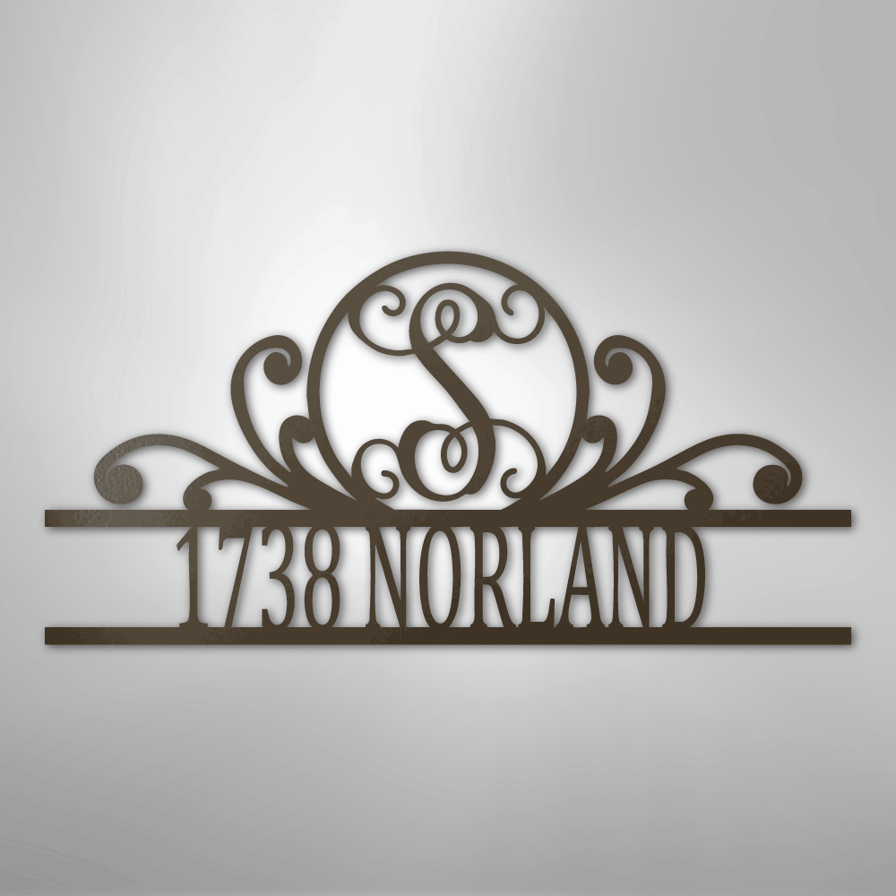 My Easy Monogram Steel Sign Stone / 24" Scroll Family Name Monogram - Steel Sign