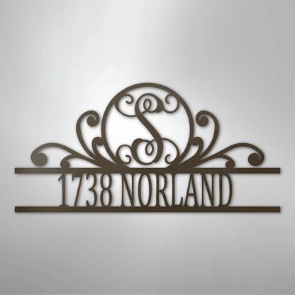 My Easy Monogram Steel Sign Stone / 24" Scroll Family Name Monogram - Steel Sign