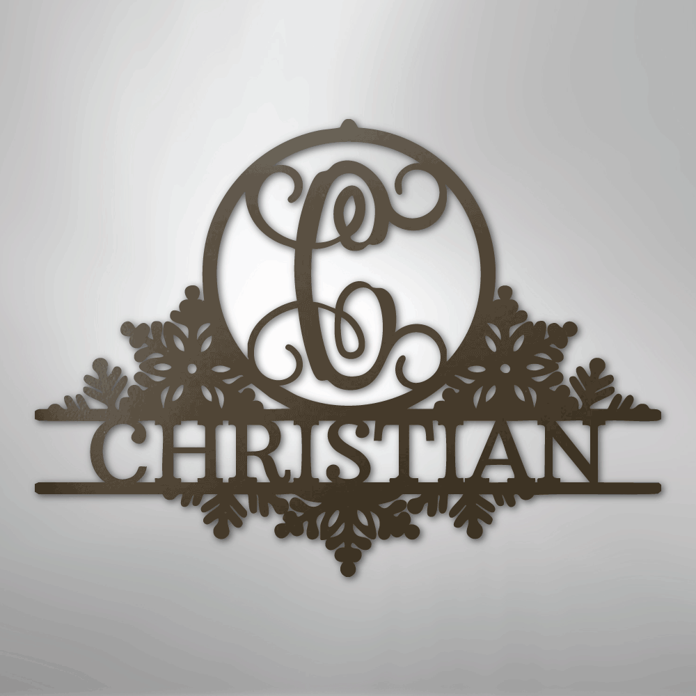 My Easy Monogram Steel Sign Stone / 24" Snowfall Initial Monogram - Steel Sign