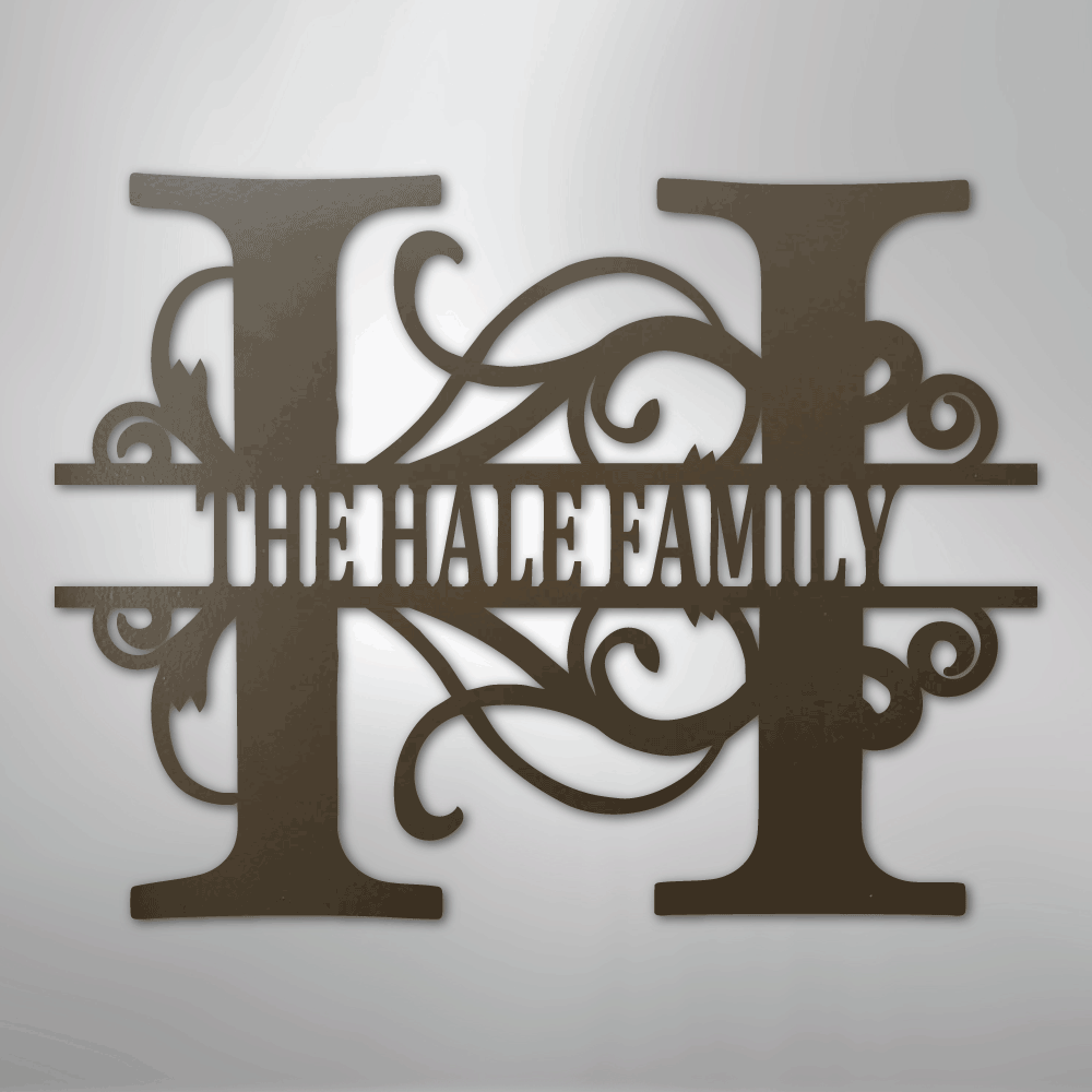 My Easy Monogram Steel Sign Stone / 24" Split Letter Monogram - Steel Sign